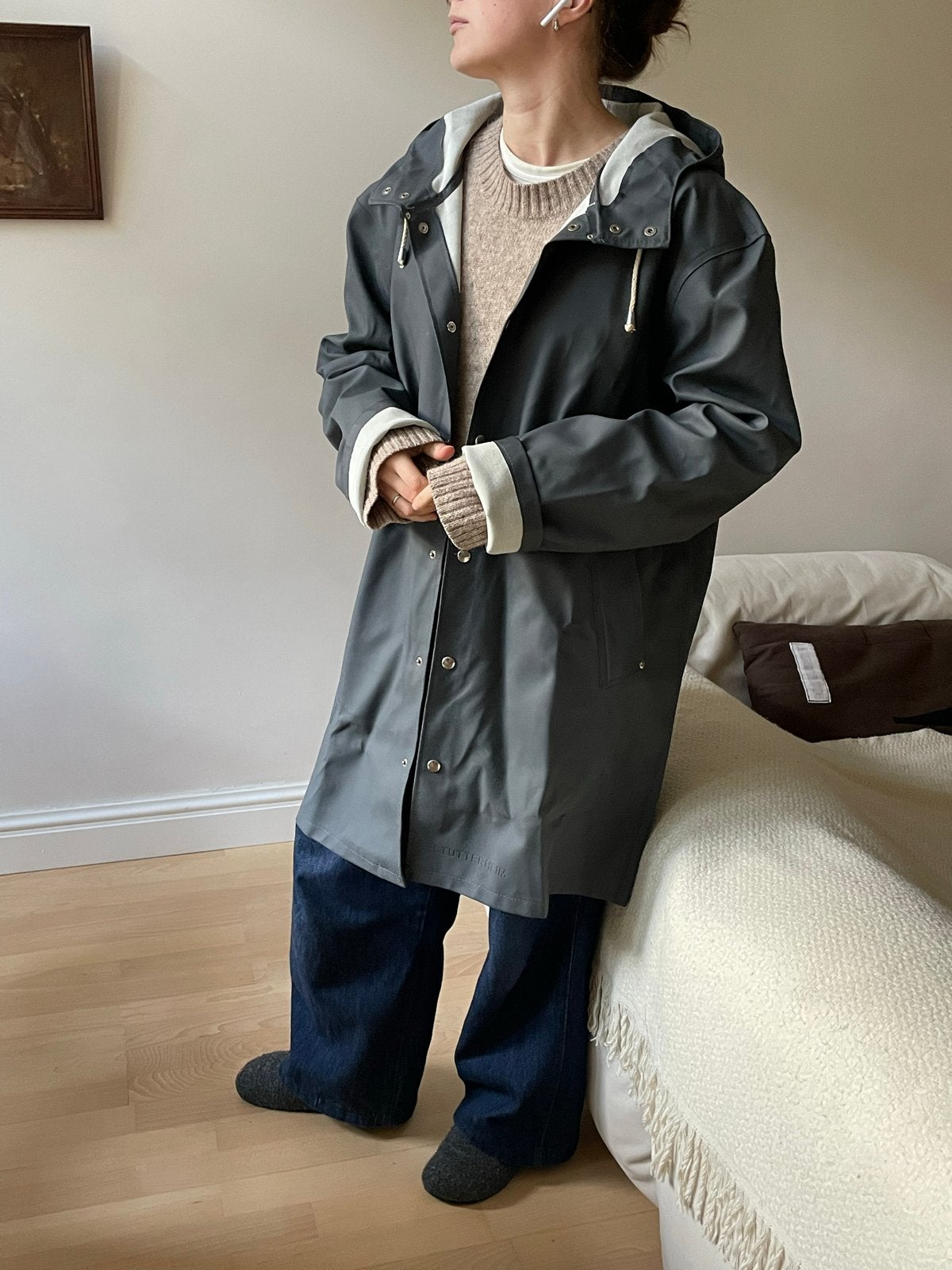 Stutterheim Stockholm Raincoat XXL - Oversized Pasvorm, Verzenden, Gedragen, Maat 46/48 (XL) of groter, Grijs