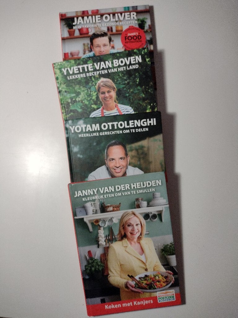 Postcodeloterij - 4 kookboeken, Ophalen of Verzenden, Zo goed als nieuw, Overige gebieden