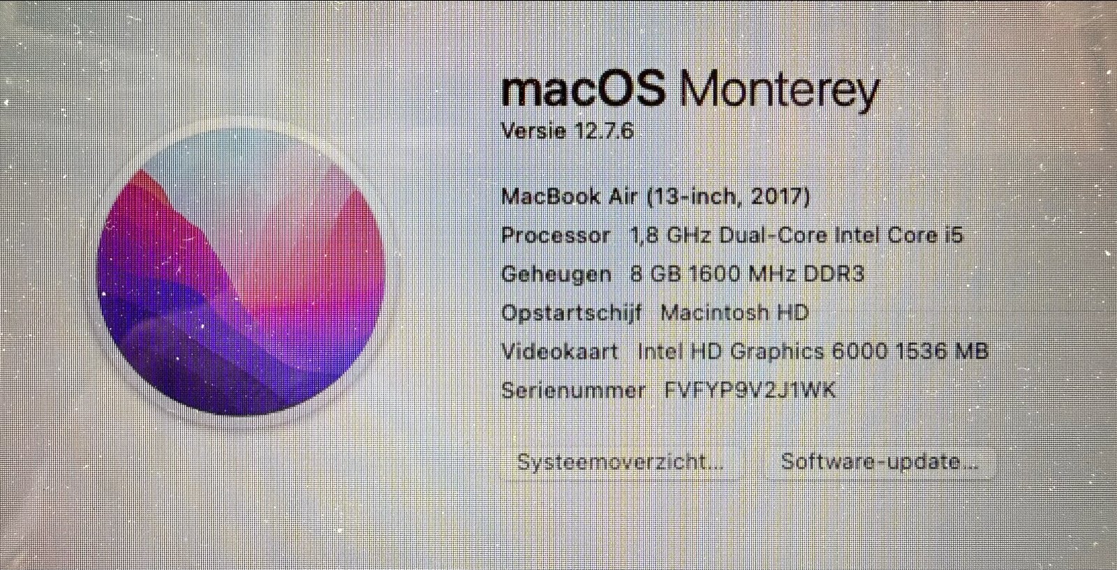 MacBook Air (13-inch, 2017) - 8GB RAM, 1.8 GHz i5, Computers en Software, Ophalen, Gebruikt, Qwerty, 8 GB
