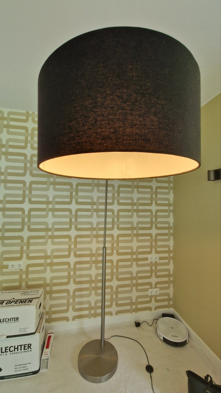 Moderne Booglamp met Donkergrijze Kap, Huis en Inrichting, Ophalen, Modern, Industrieel, Metaal, E27 (groot)