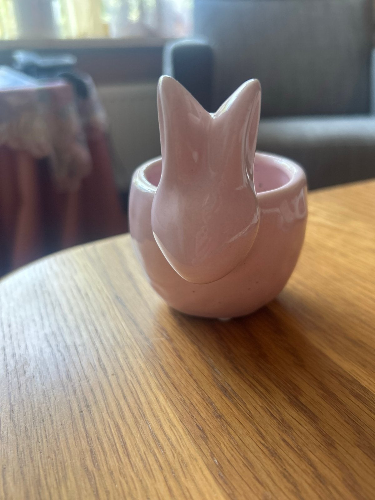 Roze konijnen bloempotje, Ophalen of Verzenden, Zo goed als nieuw, Roze, Steen/keramiek