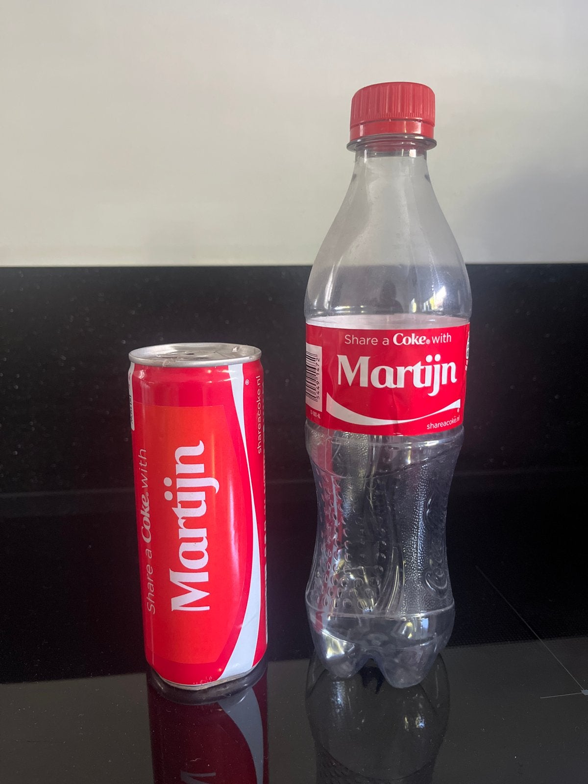 Coca-Cola blikje en flesje met naam Martijn, Ophalen of Verzenden, Gebruikt