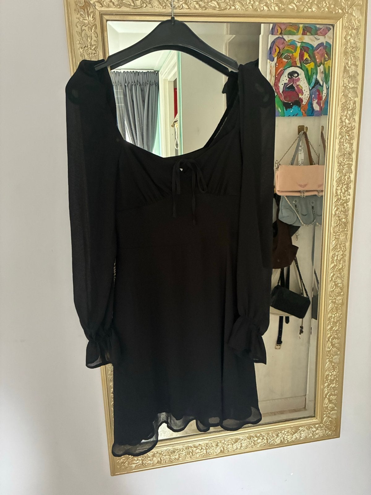 NA-KD Reborn Zwarte Mini Jurk met Vierkante Hals, Zwart, Ophalen of Verzenden, Zo goed als nieuw, Maat 34 (XS) of kleiner