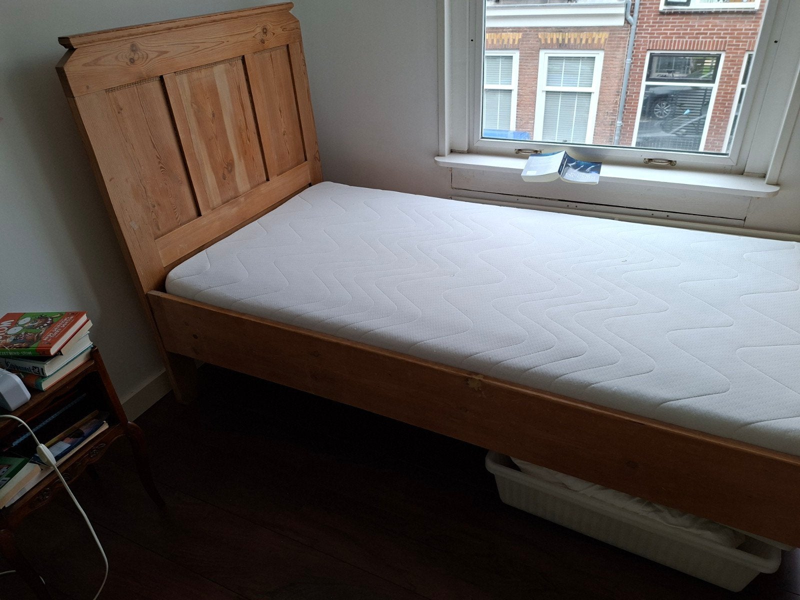 antiek bed 90x200 hout, Ophalen, Gebruikt, 90 cm, Eenpersoons