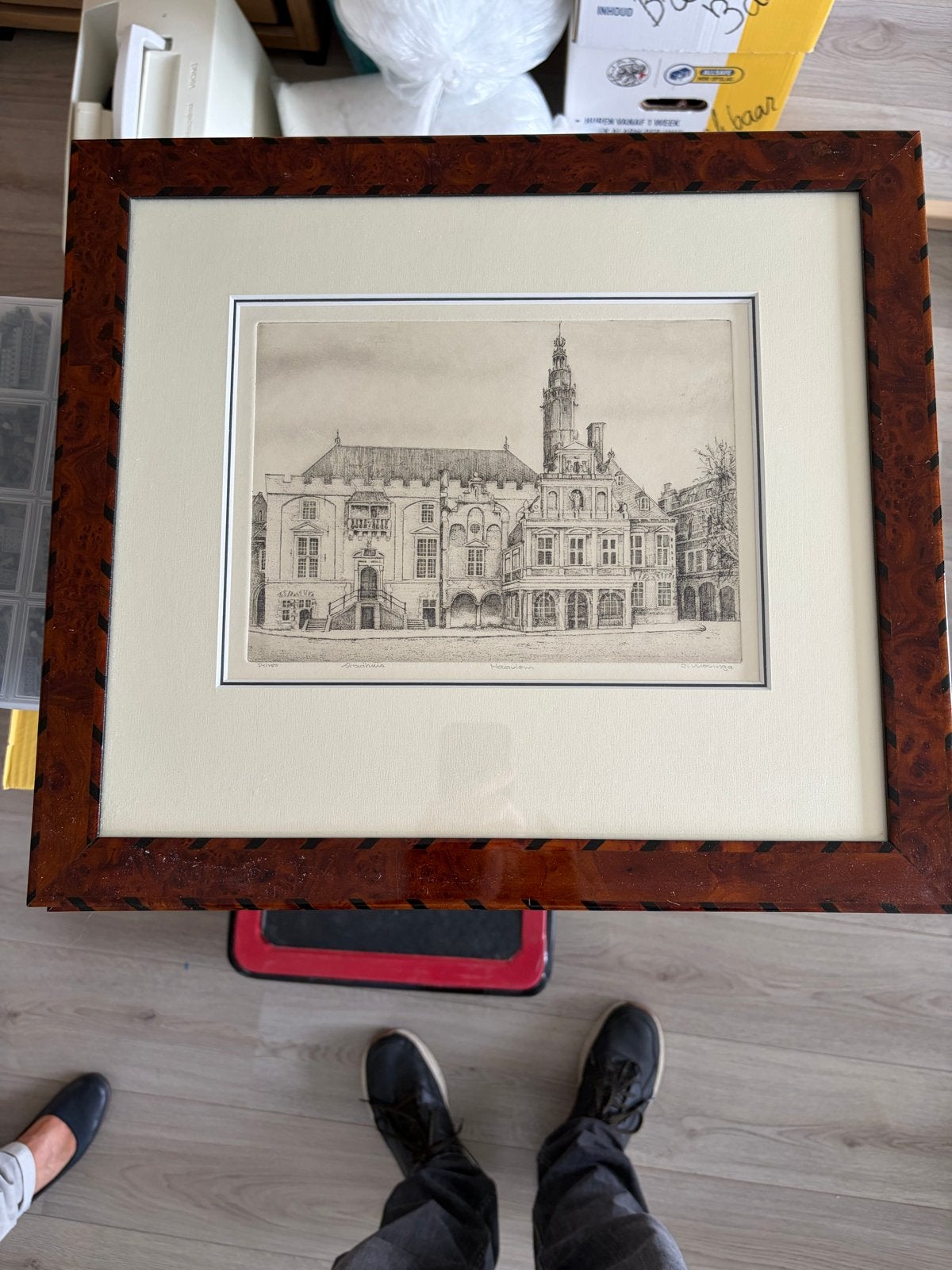 Ets Stadhuis Haarlem - C. Wieringa - Genummerd 54/250, Antiek en Kunst, Kunst | Etsen en Gravures, Ophalen, Stadsgezicht, 1900 - 1949