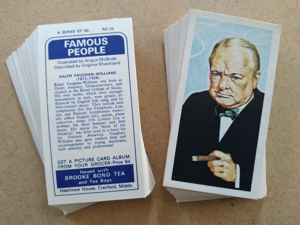 Famous People complete set 50 tea cards  Brooke Bond 1969, Verzamelen, Ophalen, Gebruikt