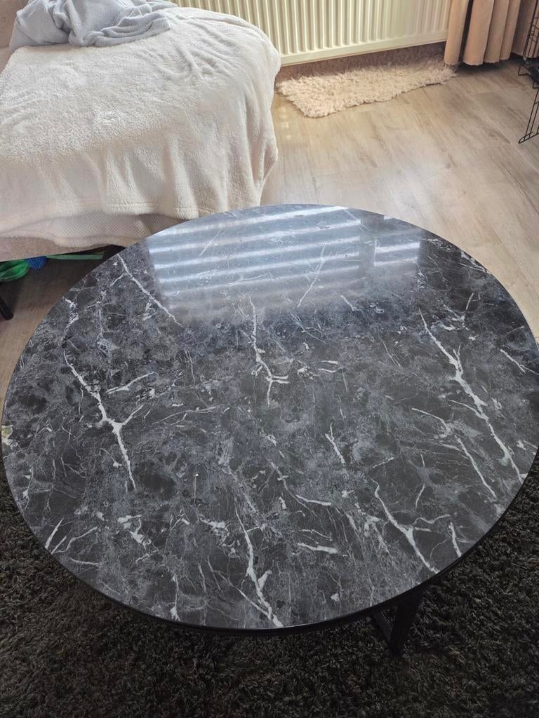 Salontafel Marmerlook rond 80x36 cm, Ophalen, Gebruikt, 50 tot 100 cm, Modern, Industrieel, Marmerlook