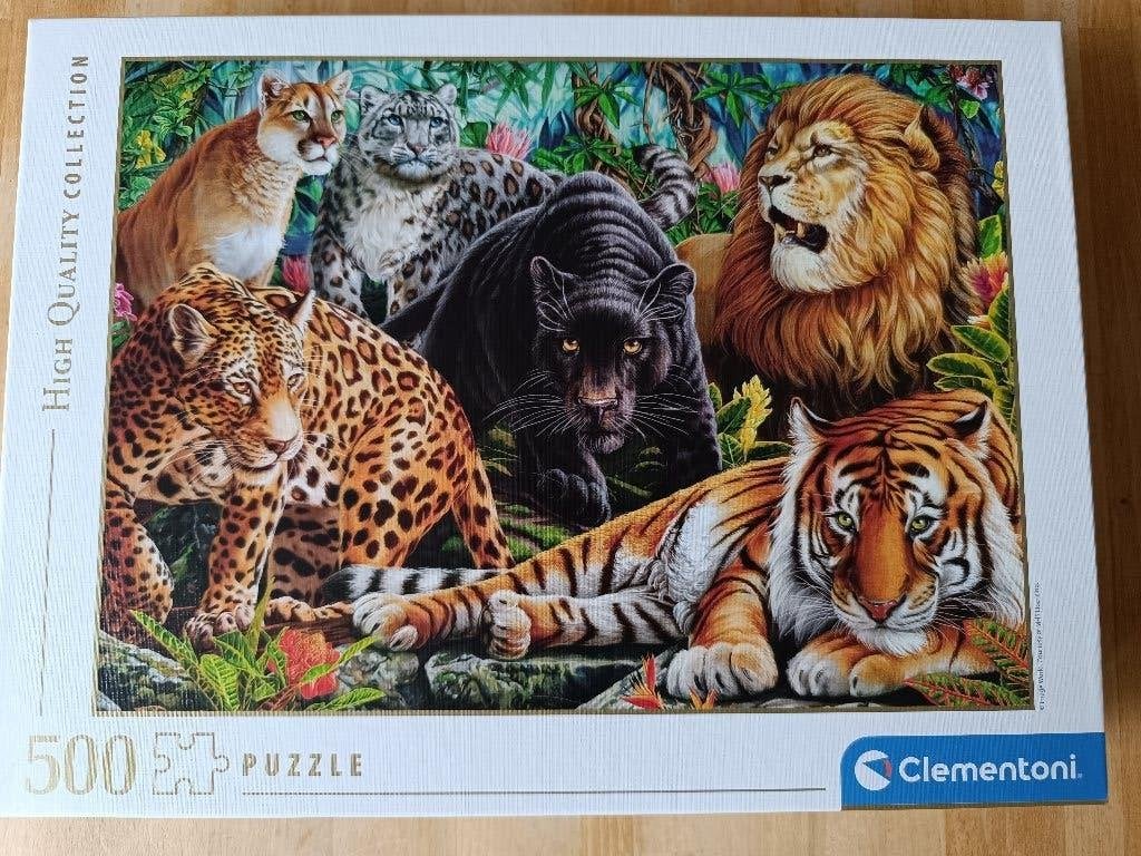 500 stukjes Clementoni legpuzzel Grote katten, Ophalen of Verzenden, 500 t/m 1500 stukjes, Zo goed als nieuw, Legpuzzel