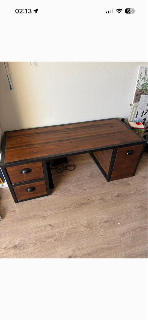 Kinder Bureau zelfgemaakt, Huis en Inrichting, Bureaus, Gebruikt, Overige typen, Overige merken, Industrieel, Hout, Bruin, Met lades