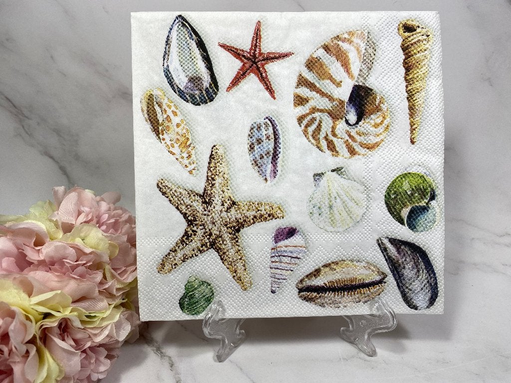 Knutsel servet verschillende schelpen decoupage nr 357, Ophalen of Verzenden, Nieuw, Knutselmateriaal