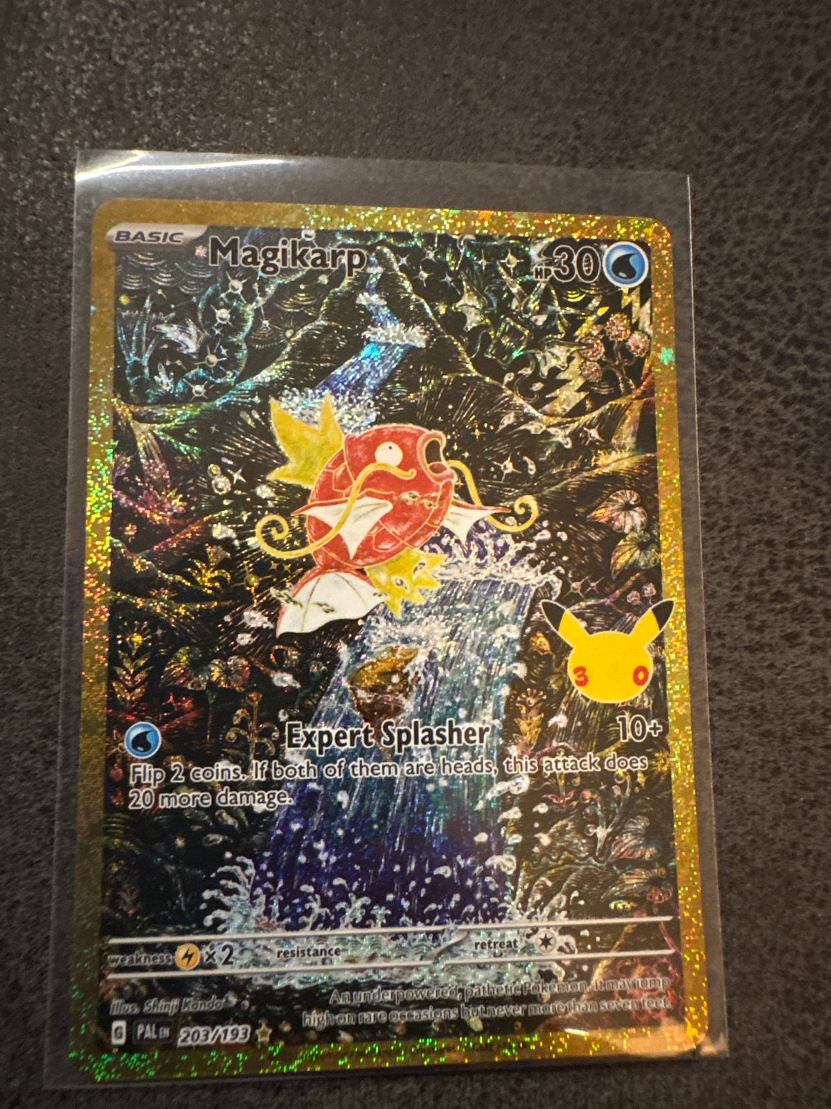 Magikarp 30th Anniversary Pokémon Kaart, Ophalen of Verzenden, Zo goed als nieuw, Losse kaart, Foil