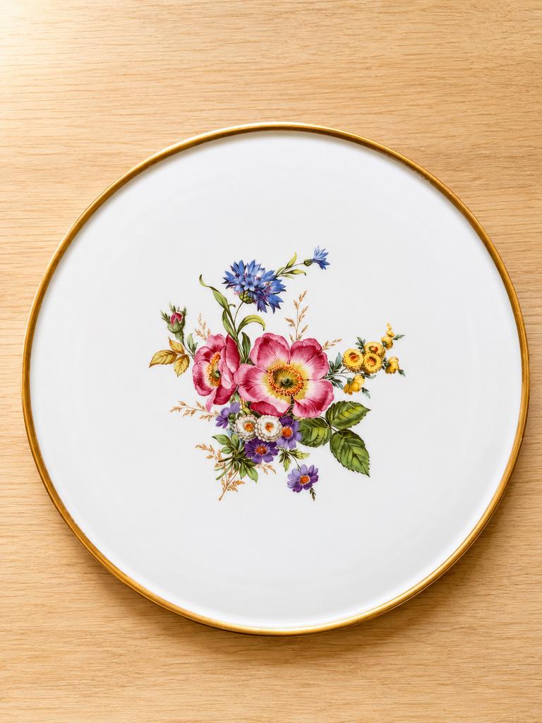 Vintage J.K.W. Carlsbad Porseleinen Schaall met Bloemen, Ophalen of Verzenden
