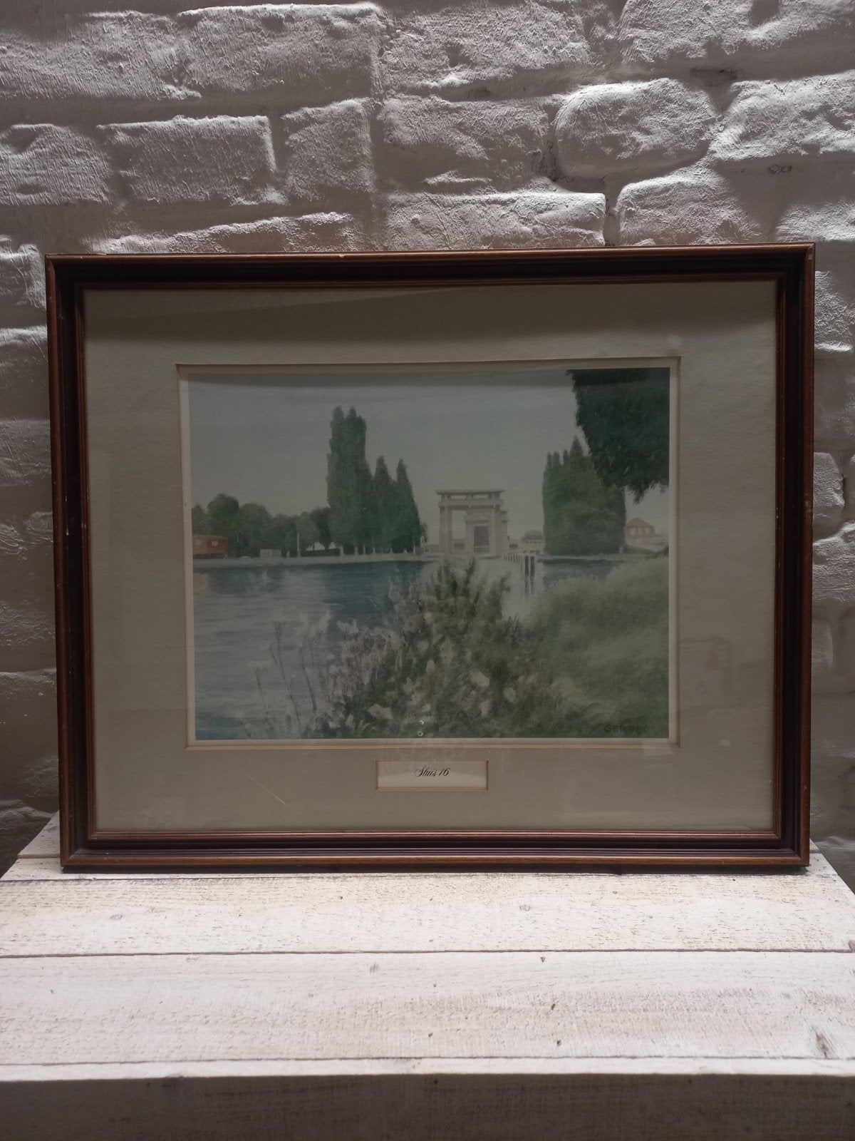 Schilderij 'Sluis 16' - Weert, Ophalen, Ingelijst, Landschap