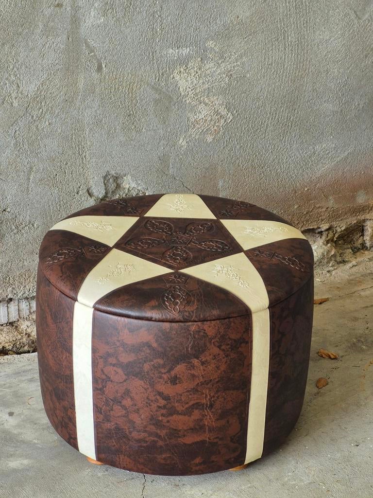 Prachtige marrokaanse poef hocker opbergkruk, Ophalen, Minder dan 50 cm, Rond, Minder dan 50 cm