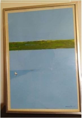 Ingelijste zeilboot schilderij van Middleton, 1977, Ophalen of Verzenden