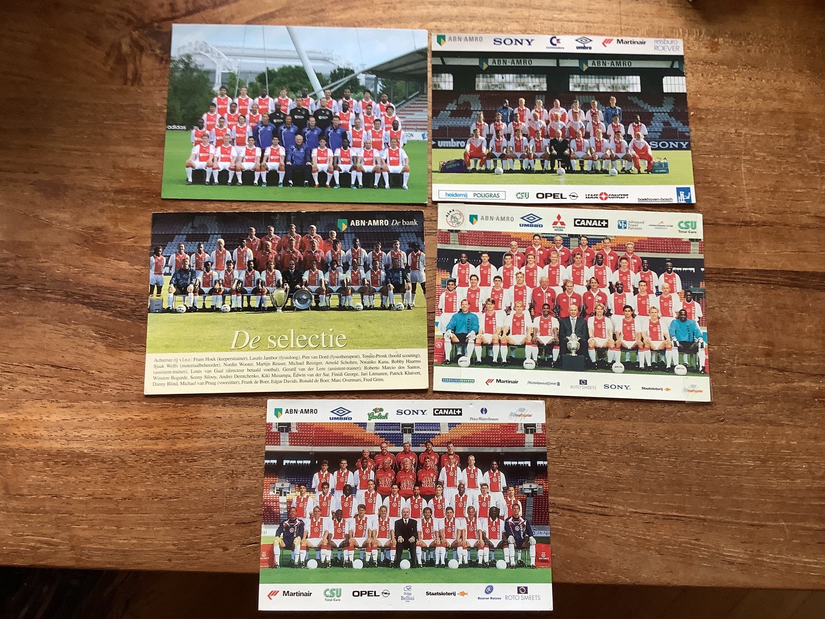 5 elftalfoto’s Ajax, Ophalen of Verzenden, Gebruikt, Ajax