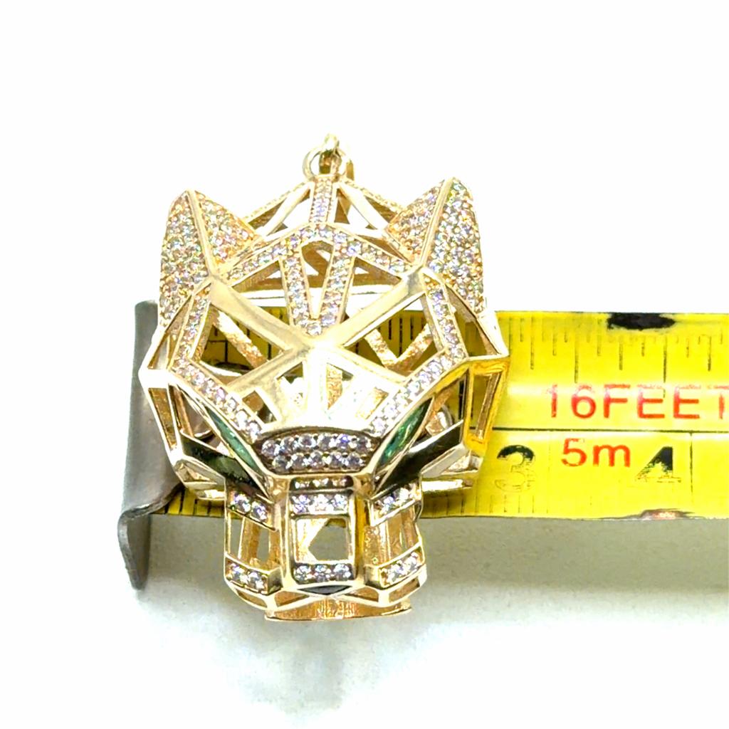 Gouden Panter Hoofd Hanger met Zirkonia, Www.bredajuwelier.nl, Nieuw, Ophalen of Verzenden, Met edelsteen