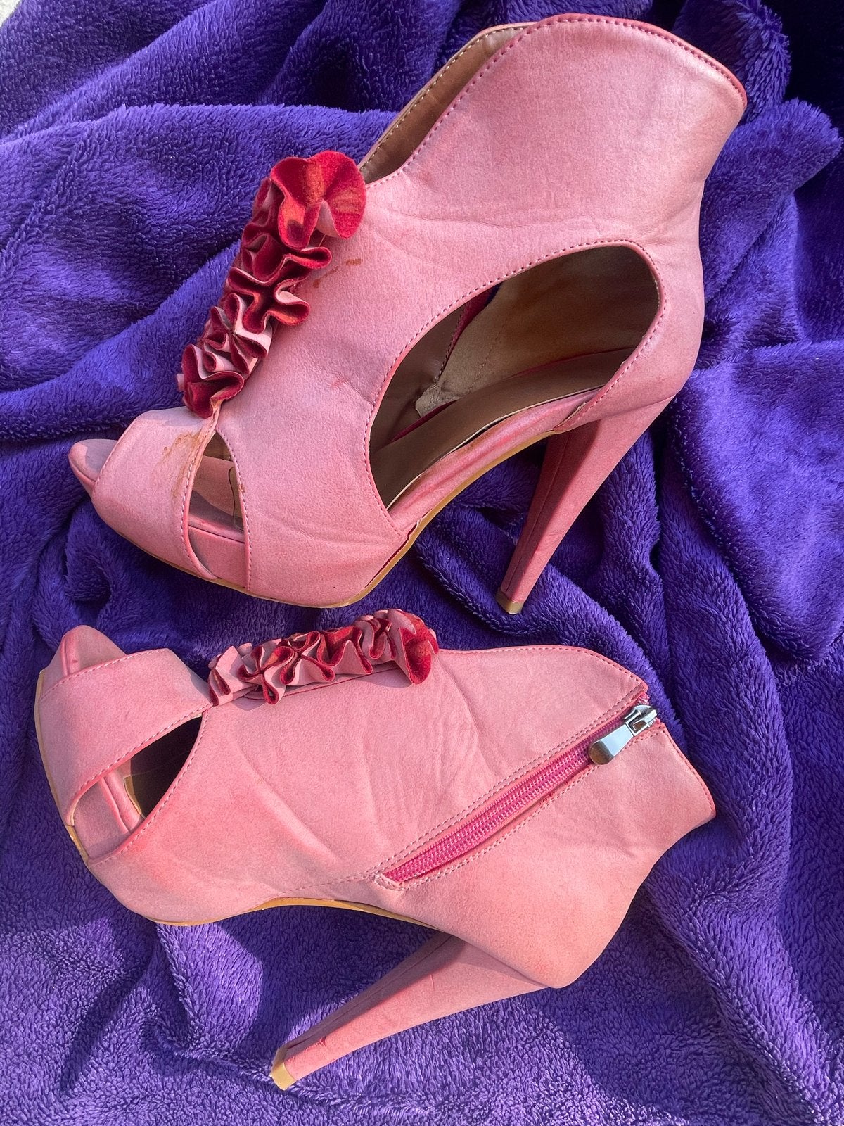 Week actie! Roze Peep-Toe Enkellaarsjes 39 met Hak 14,5 cm, Ophalen of Verzenden, Gedragen, Roze, Schoenen met hoge hakken