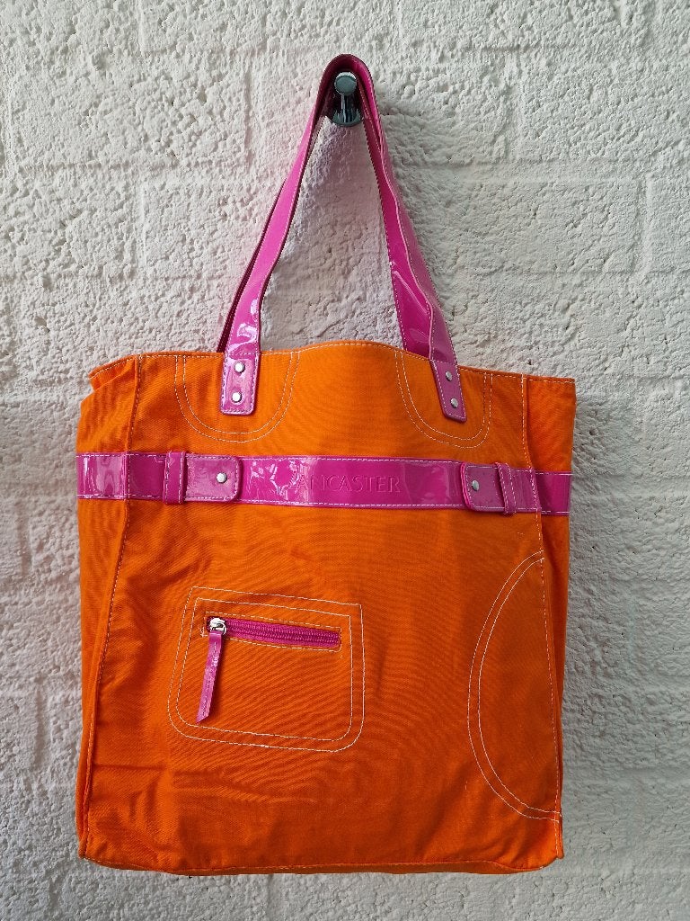 Lancaster Paris shopper Y2K oranje roze, Ophalen of Verzenden, Zo goed als nieuw, Oranje, Shopper