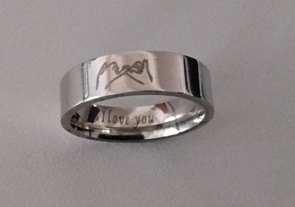 Ring - vriendschapsring - tekst: i love you (maat onbekend!), Ophalen of Verzenden, Zo goed als nieuw, Dame of Heer, Zilver