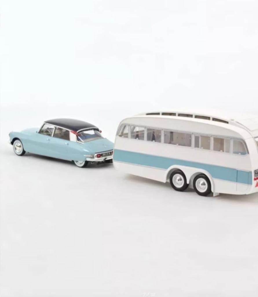 Citroën DS 19 1959 inclusief Henon Caravan Schaal 1:18, Hobby en Vrije tijd, Modelauto's | 1:18, Auto, Norev, Ophalen of Verzenden