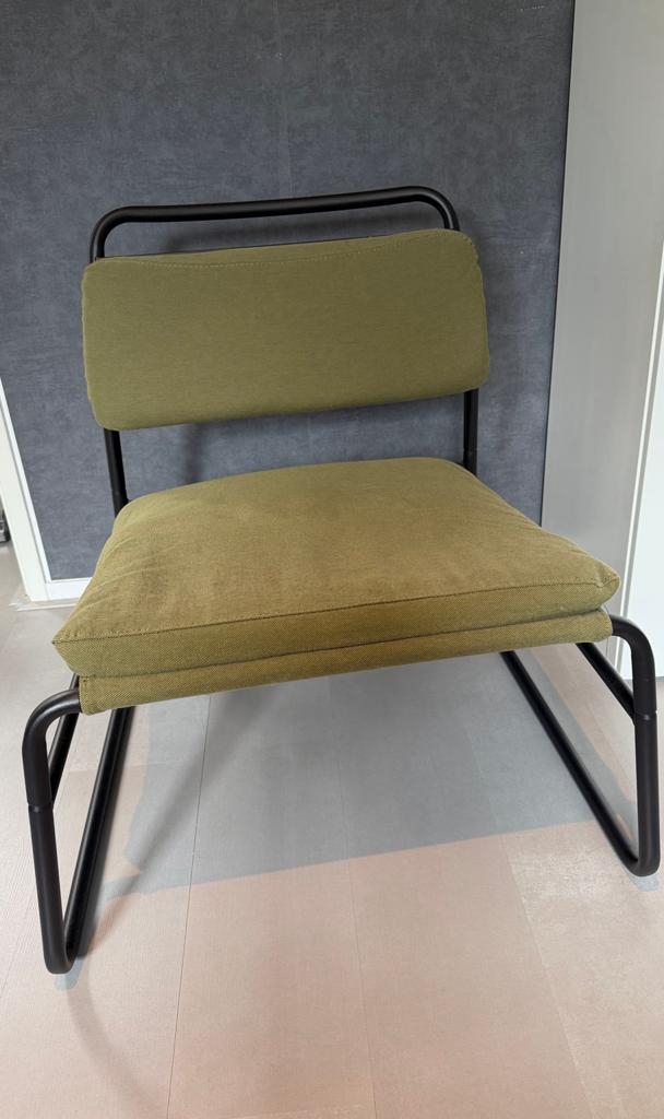 IKEA LINNEBÄCK fauteuil groen, Huis en Inrichting, Fauteuils, Gebruikt, Metaal, 50 tot 75 cm, Minder dan 75 cm, Ophalen