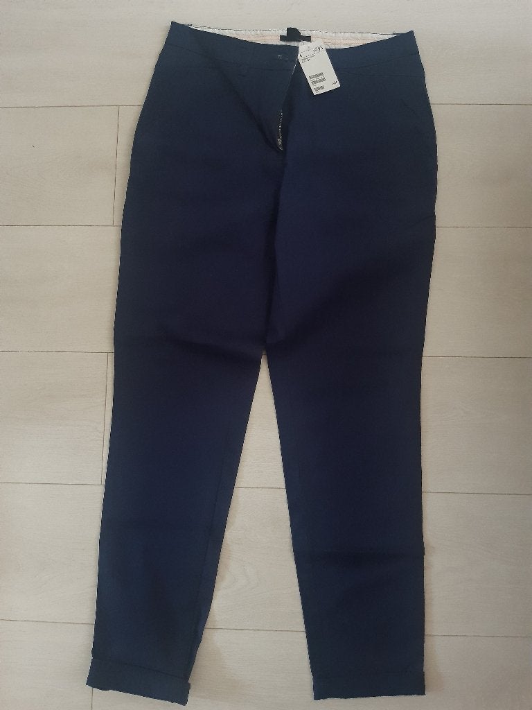 47- H&M dames pantalon donkerblauw maat 38 nieuw, Blauw, Nieuw, Lang, Ophalen