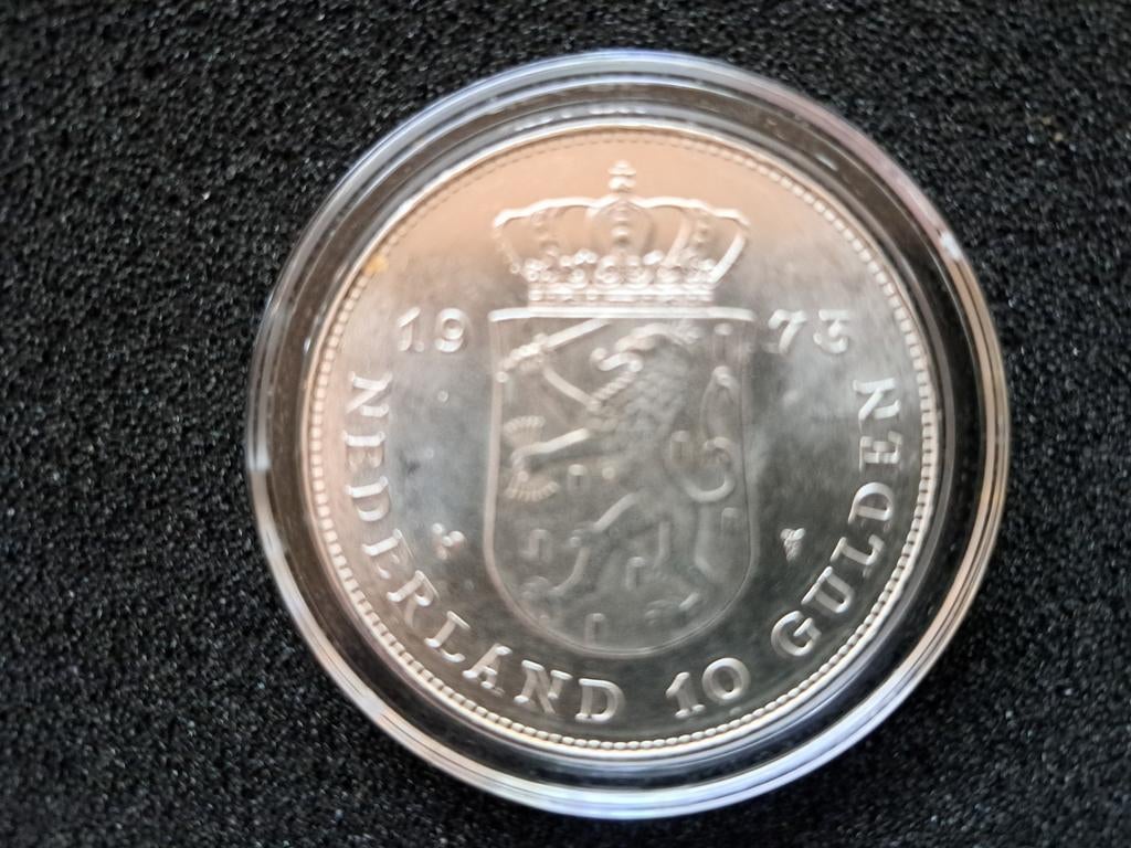 Zilveren 10 Gulden Munt Koningin Juliana 1973, Koningin Juliana, Zilver, Ophalen of Verzenden, Losse munt