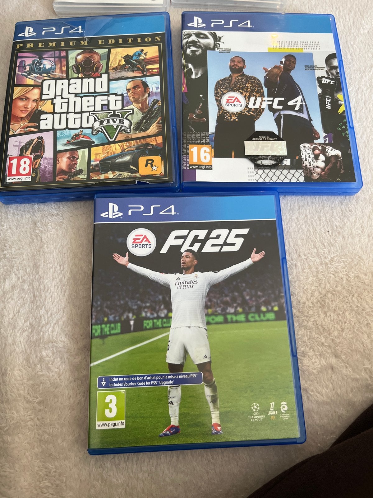 3 PS4 Spellen: GTA V, UFC 4, FC 25 - Goede Staat, Vanaf 18 jaar, Overige genres, Eén computer, Ophalen of Verzenden