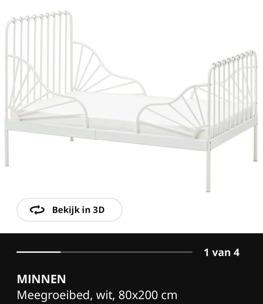 "Minnen" meegroeibed van ikea, Kinderen en Baby's, Kinderkamer | Bedden, Ophalen, Zo goed als nieuw, 180 cm of meer, 70 tot 85 cm