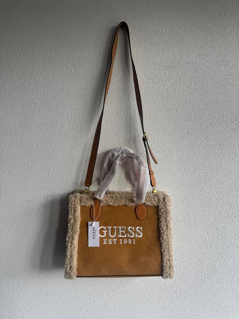 Guess bruine teddy tote schouder tas, Guess, Bruin, Schoudertasje, Guess