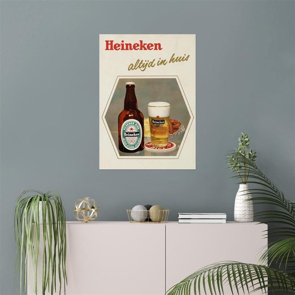 HEINEKEN Mooie 50x70cm Bar Bier Poster oud affiche, Verzenden, Nieuw, Reclamebord, Plaat of Schild, Heineken