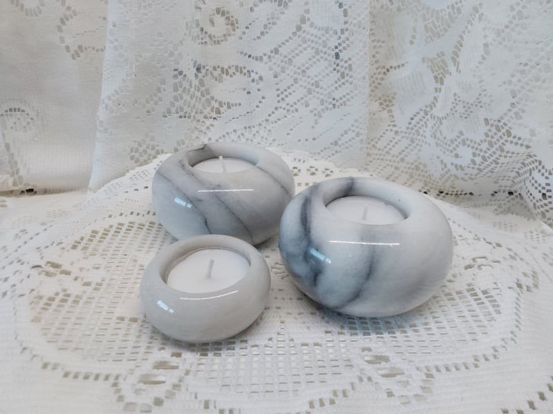 3 Vintage marmeren waxinelichthouders, Ophalen of Verzenden, ., ., .