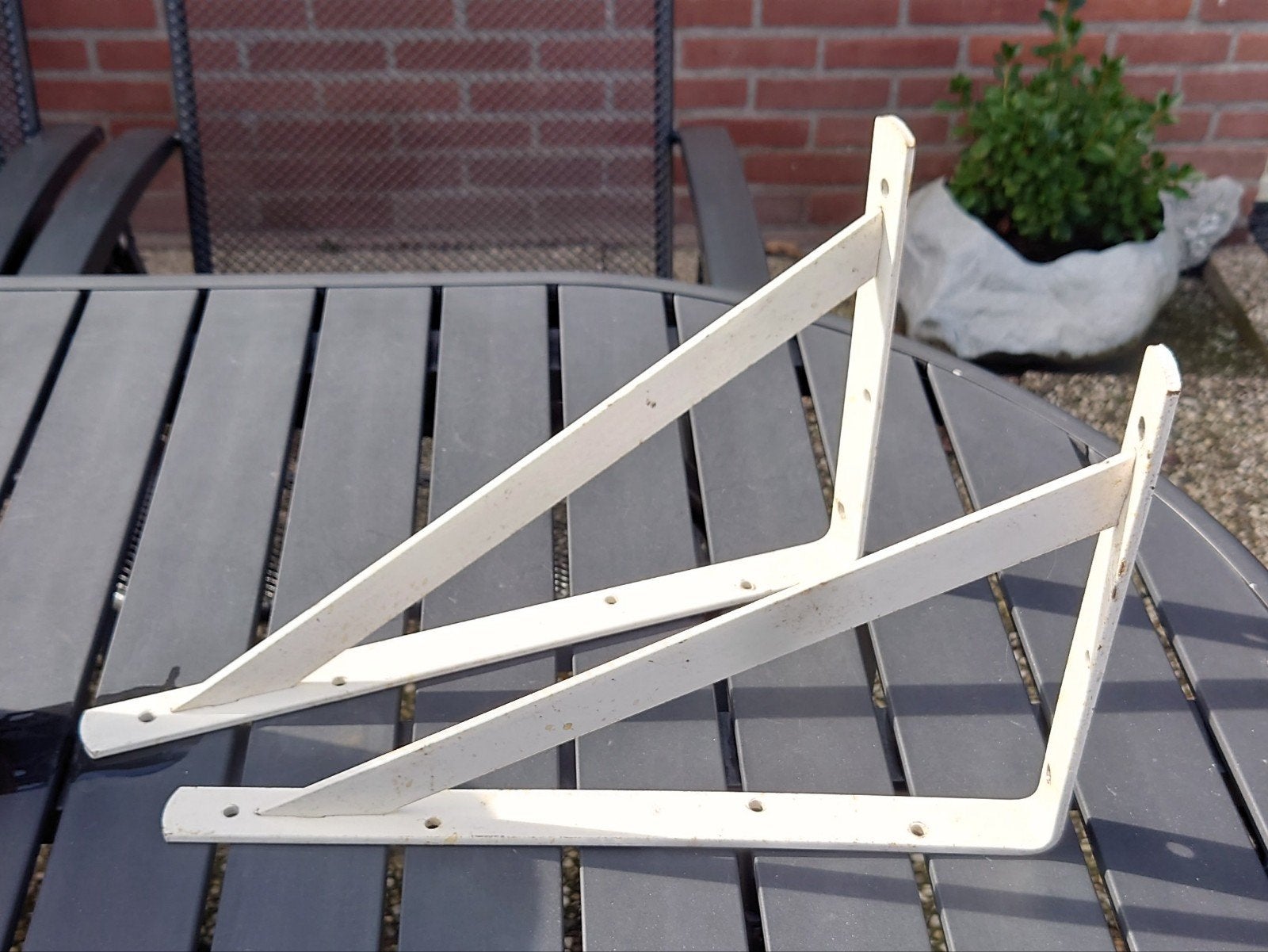 Set van 2 witte plankdragers - 270x400mm, Ophalen of Verzenden, Gebruikt