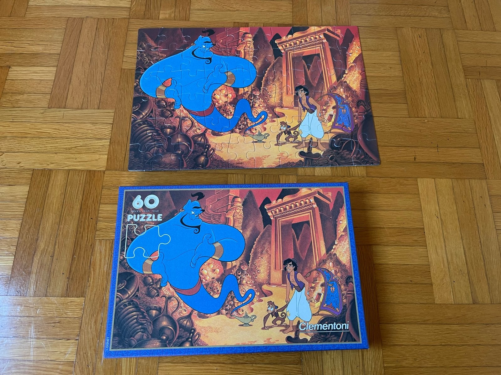 Disney Aladdin puzzel 60 stukjes Clementoni, Ophalen of Verzenden, 10 tot 50 stukjes, Zo goed als nieuw, 4 tot 6 jaar