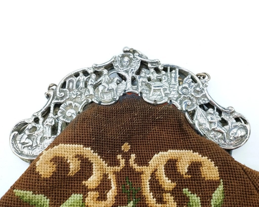 Zilveren tasbeugel, Groningen, voorstelling verloren zoon., Antiek en Kunst, Verzenden, Zilver