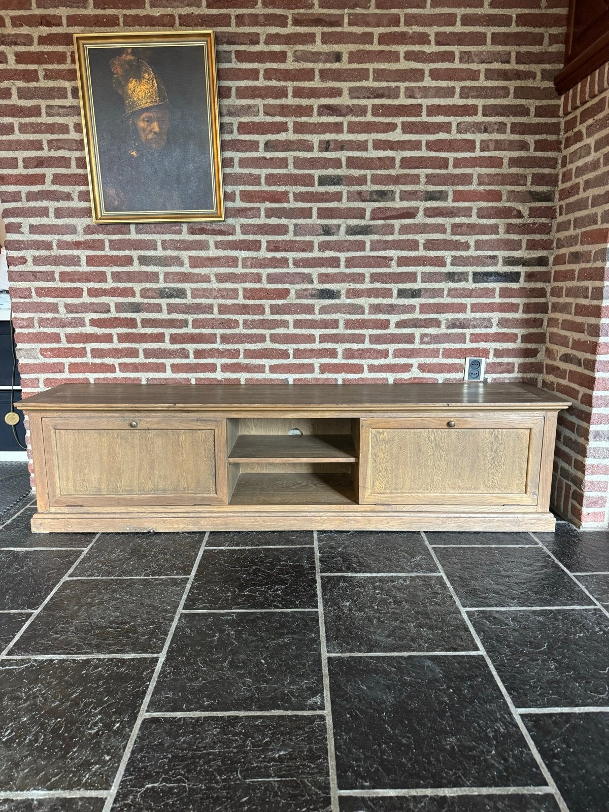 Vol eiken handgemaakt meubel - TV-meubel/dressoir, Ophalen, Gebruikt, 150 tot 200 cm, Eikenhout