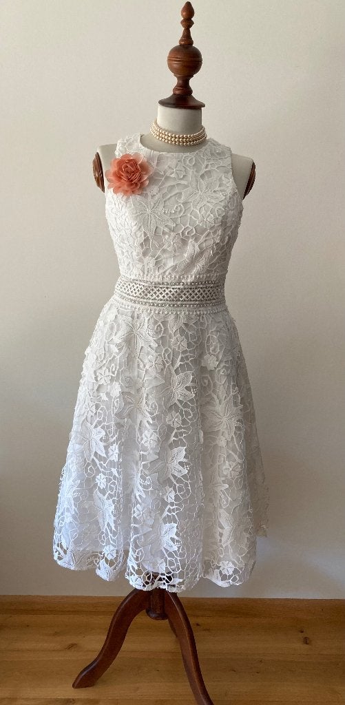 Witte Anjour jurk, Kleding | Dames, Wit, Ophalen of Verzenden, Zo goed als nieuw, Maat 36 (S)
