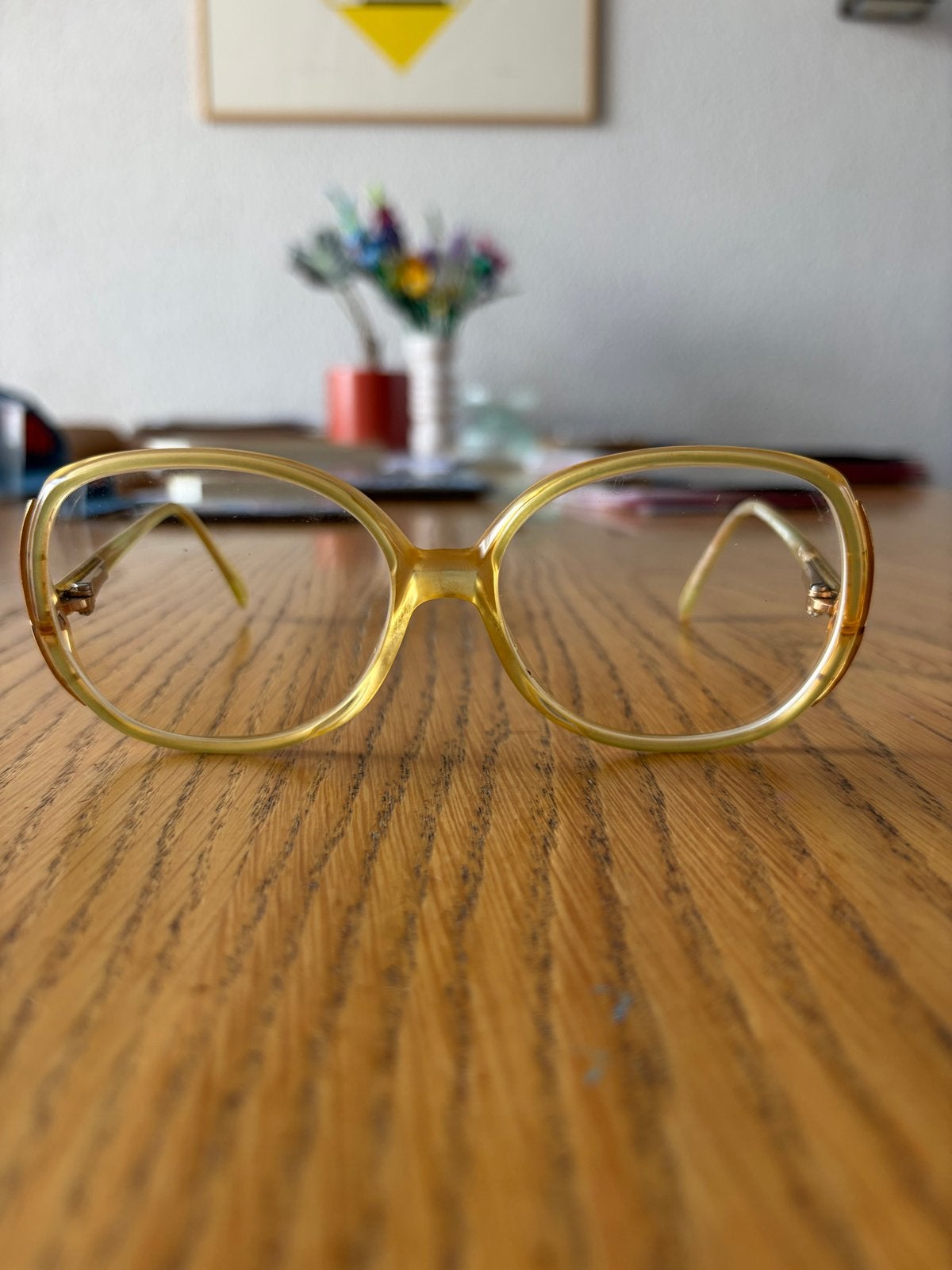 Vintage Rodenstock Exclusiv 320 bril Rodaflex op sterkte, Overige merken, Gebruikt, Geel, Ophalen of Verzenden