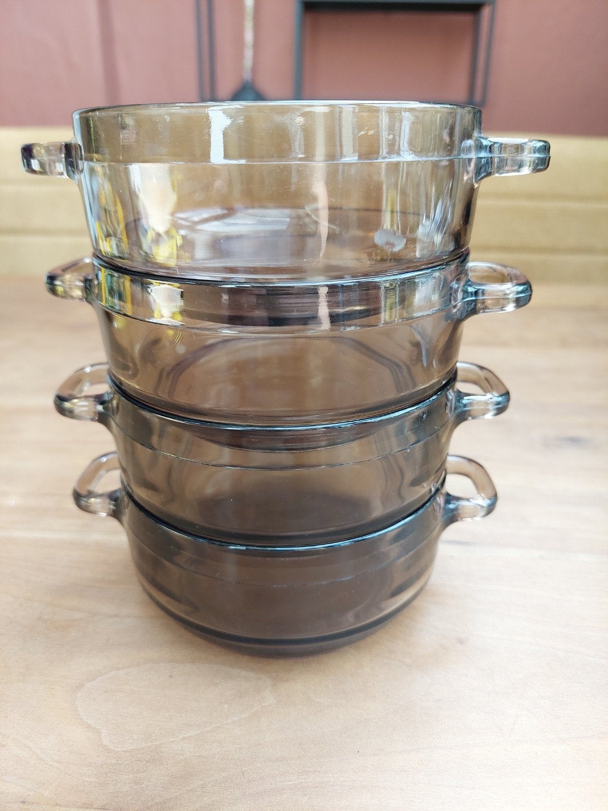 Soepkommen Arcoroc France bruin rookglas, Ophalen of Verzenden