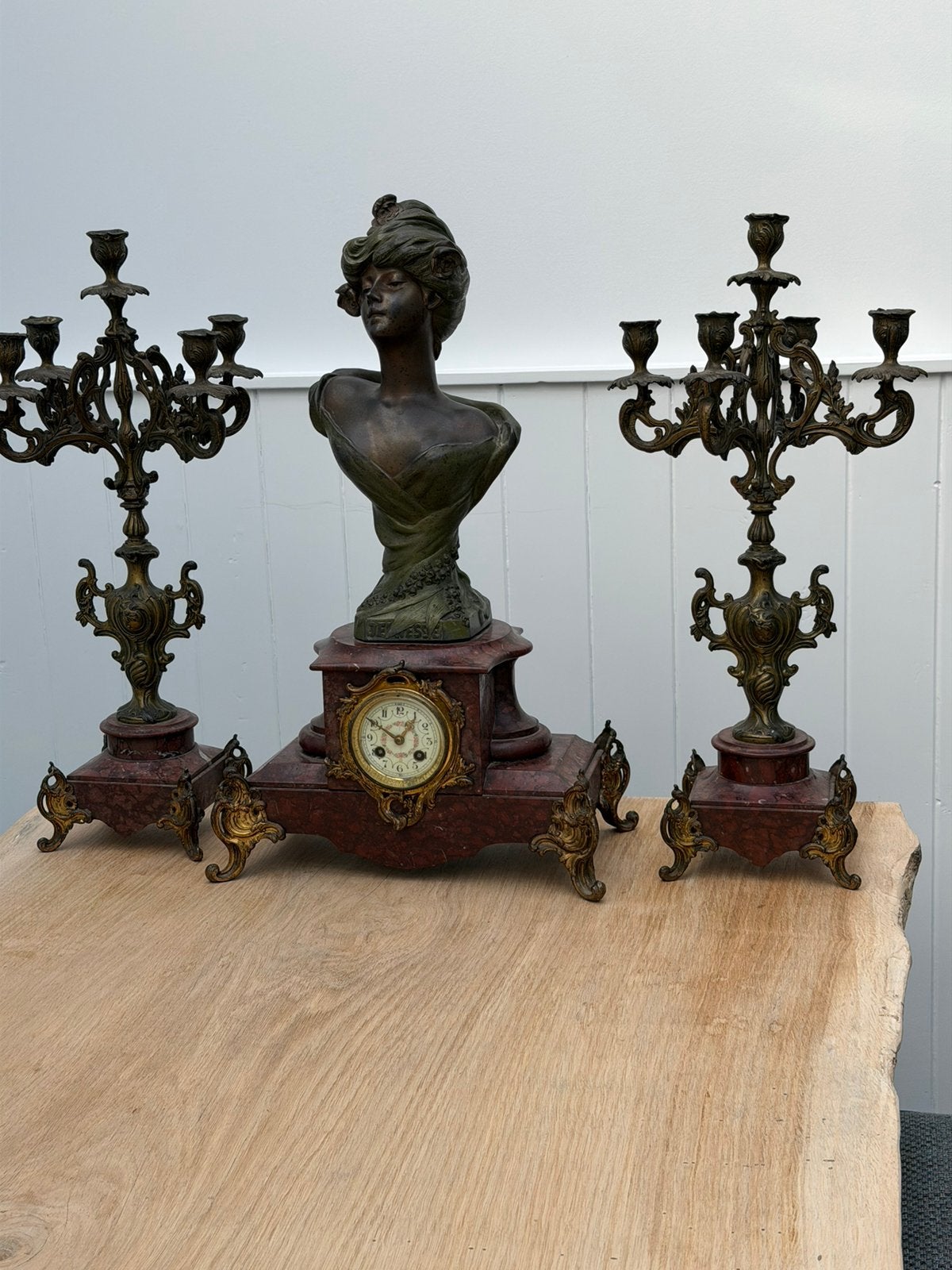Frans 19 de eeuws klokstel decoratief  Art Nouveau, Antiek en Kunst, Ophalen