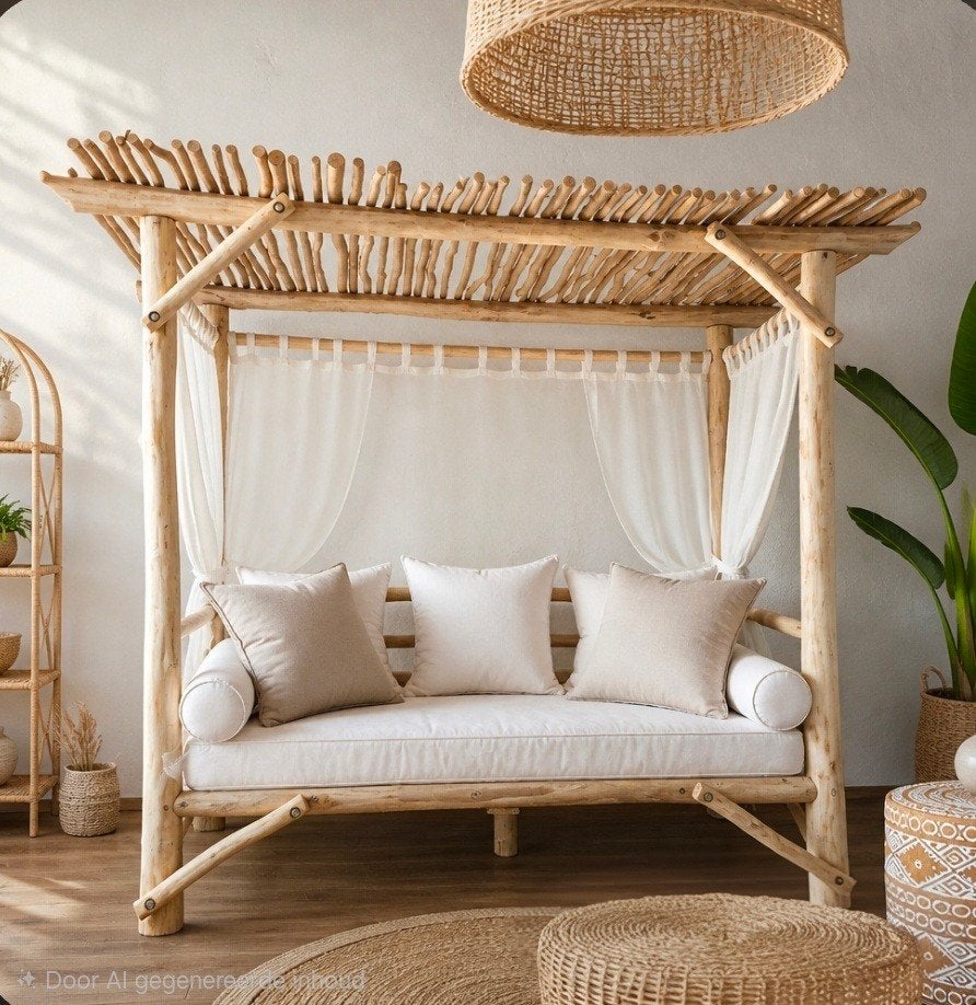 Houten Daybed Cream of Stone van Mooi Bali, Ophalen, Nieuw, Hout