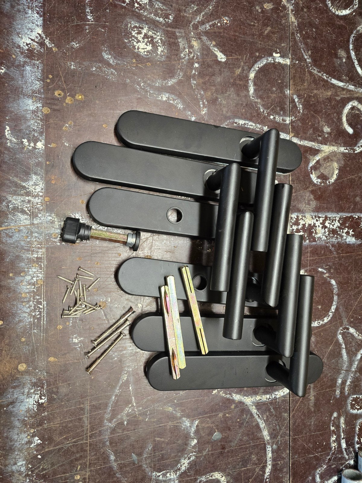 Set van 3 zwarte deurklinken met toebehoren, Ophalen, Gebruikt, Overige materialen, Klink of Kruk