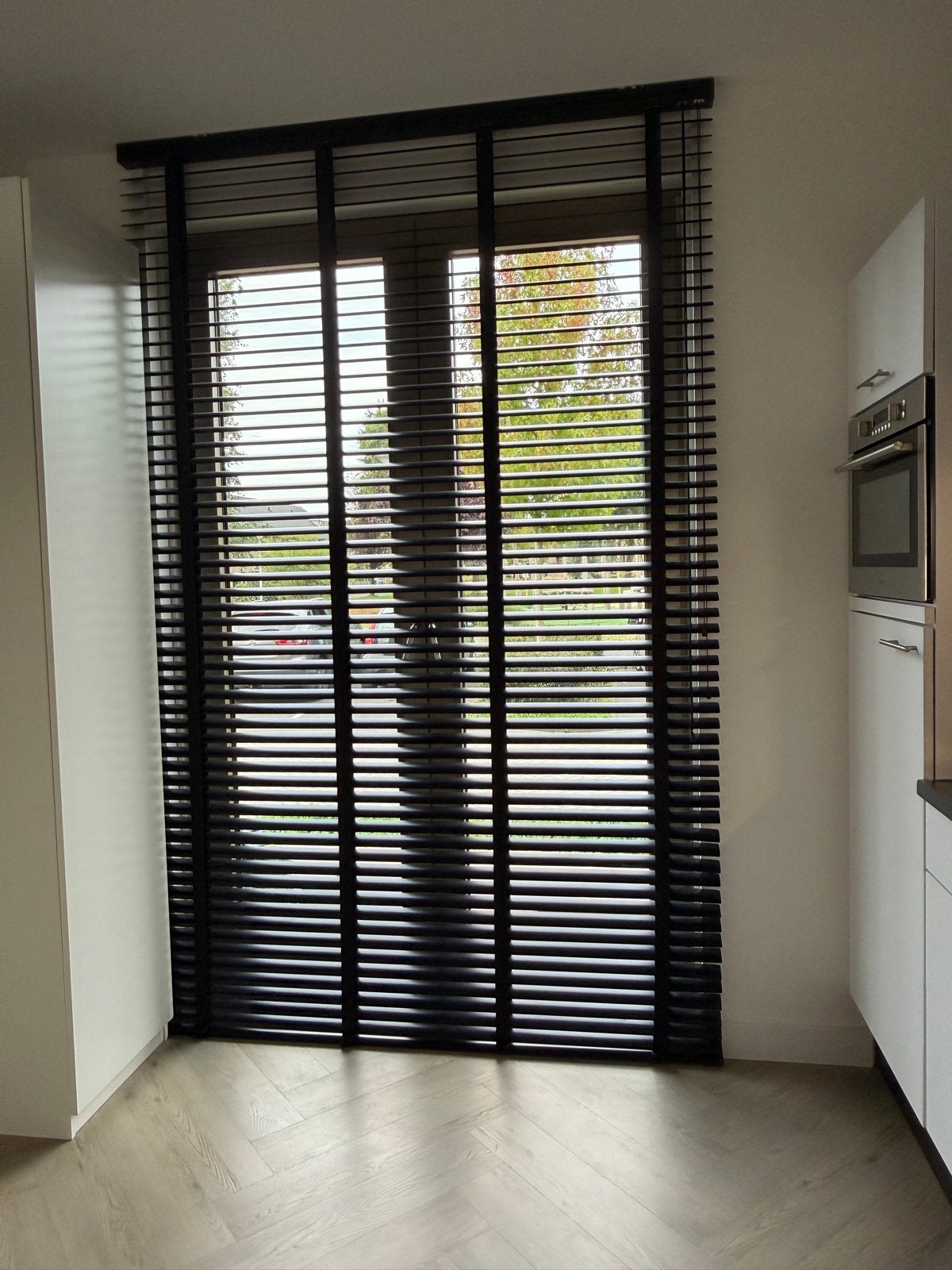 Zwarte aluminium jaloezieën met ladderband 170x265 cm, Ophalen, Jaloezie, Zwart, Metaal