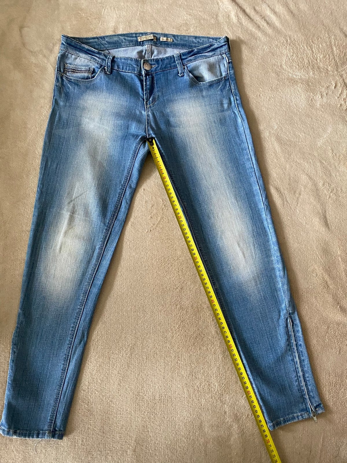Stradivarius jeans met ritsen, maat W30-W32 (confectie 38/40, Ophalen of Verzenden, Zo goed als nieuw, Blauw, W30 - W32 (confectie 38/40)