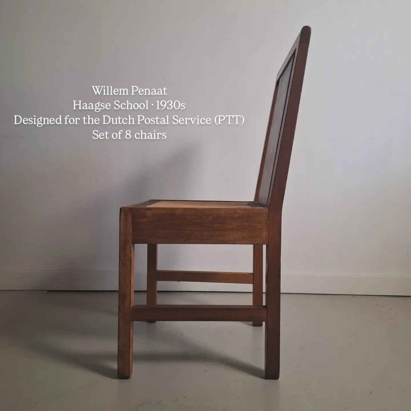 Set van 8 Haagse School stoelen Willem Penaat PTT Art Deco, Ophalen of Verzenden