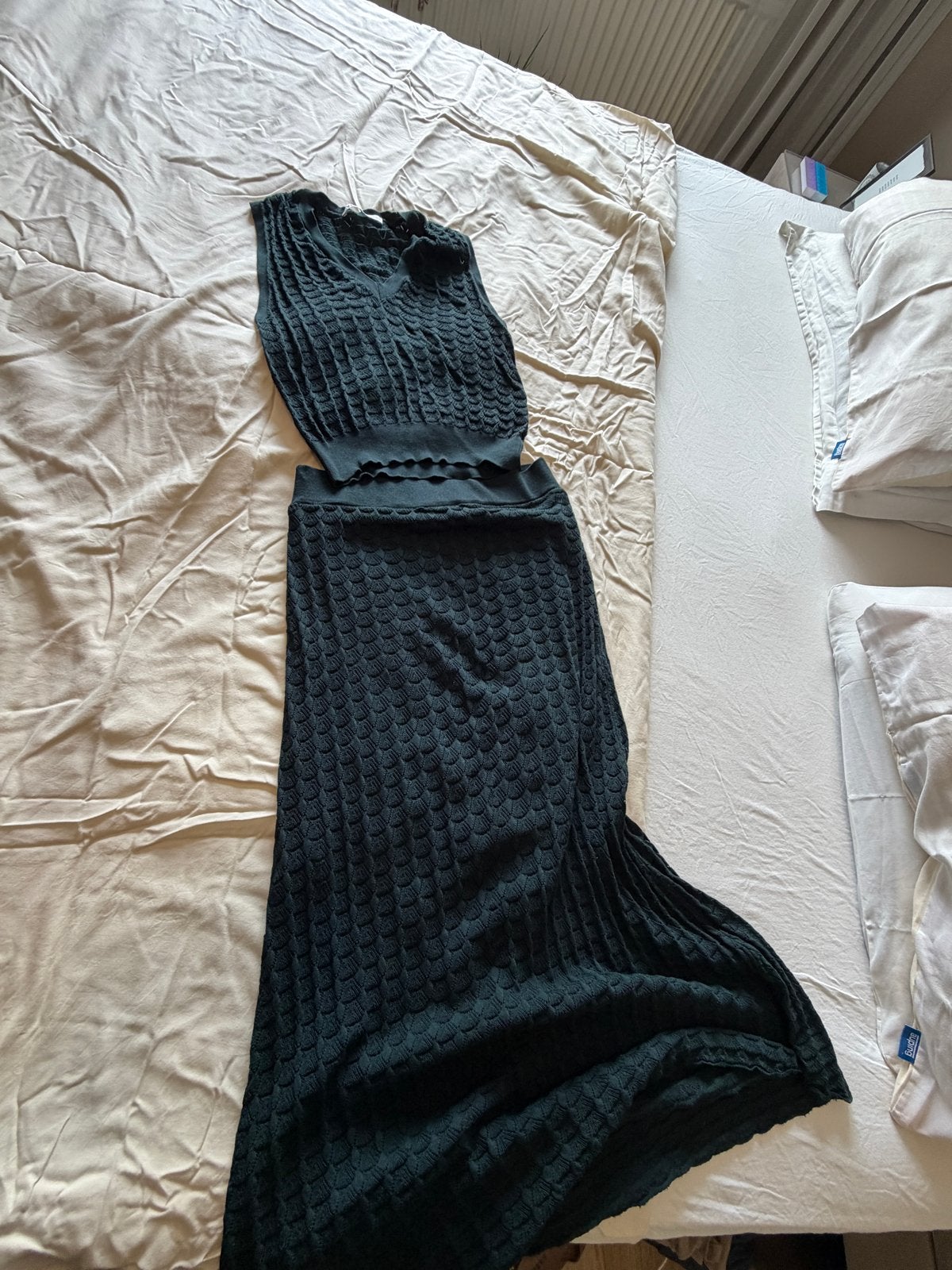 Zara gebreide set: top en rok in donkergroen maat M, Kleding | Dames, Rokken, Maat 38/40 (M), Ophalen of Verzenden, Zo goed als nieuw