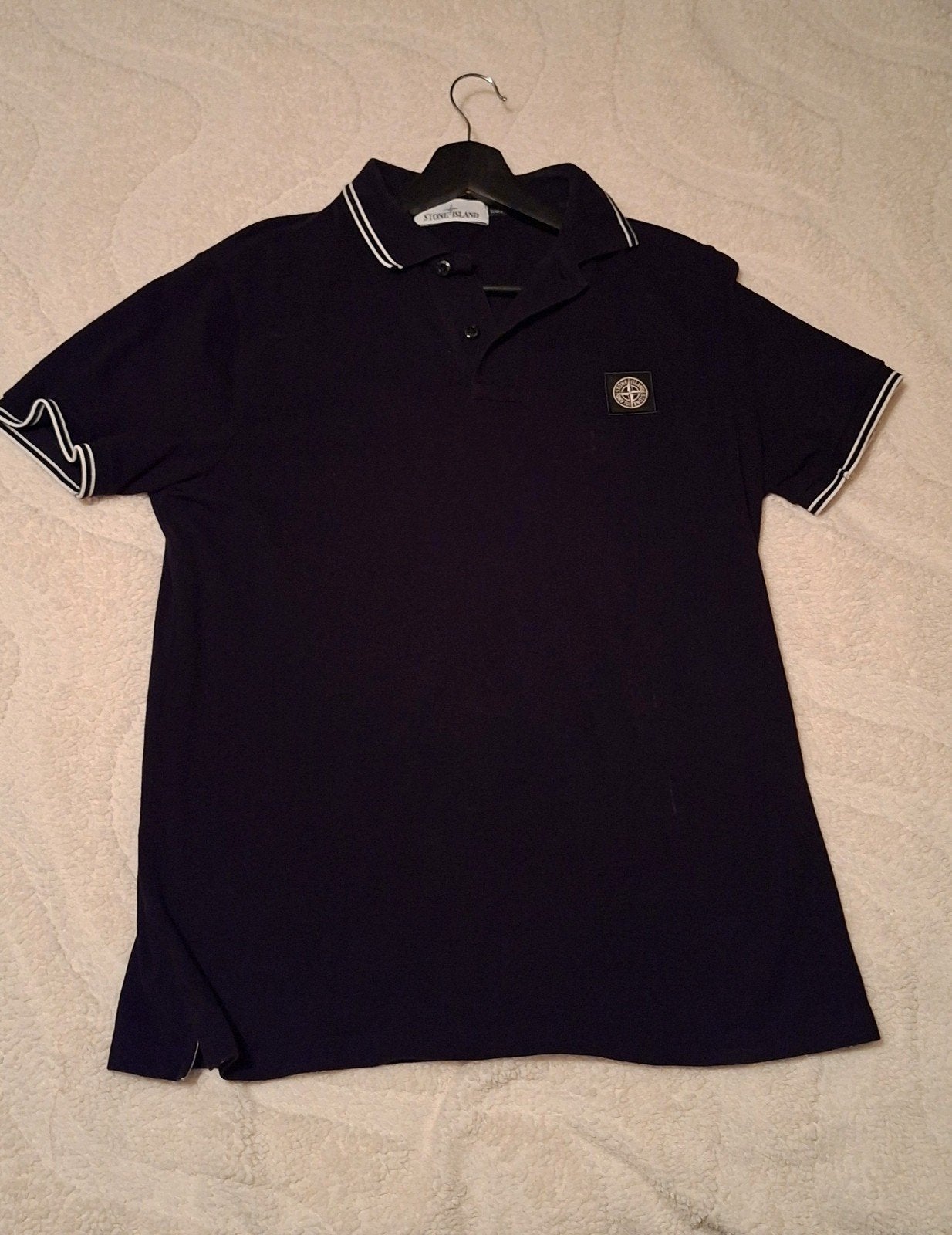 Stone Island Polo Shirt - Maat M - Zwart 1x gedragen, Kleding | Heren, Ophalen of Verzenden, Maat 48/50 (M), Blauw, Stone Island