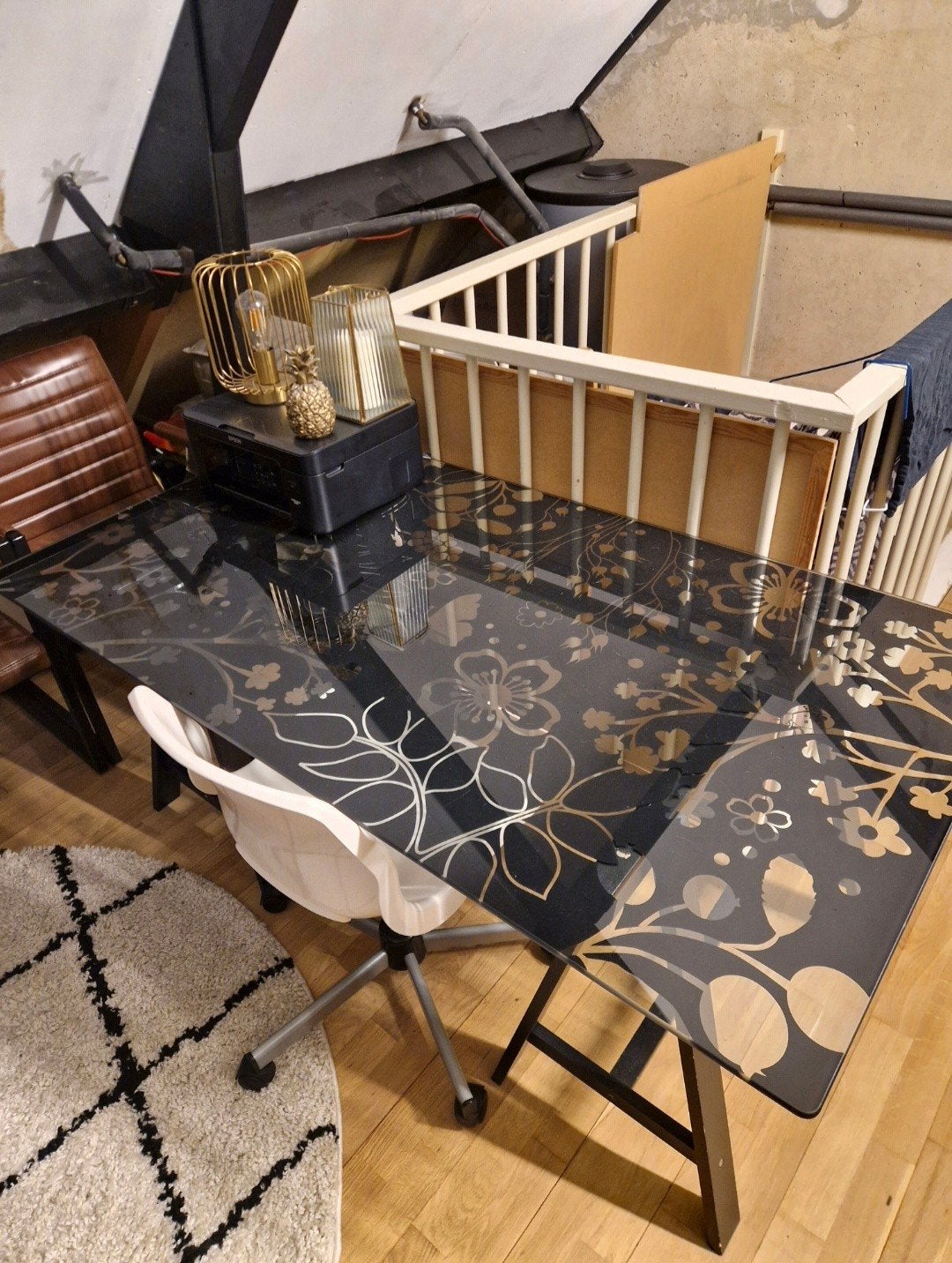 Bureau met bureaustoel, Ophalen, Zwart, Gebruikt, IKEA