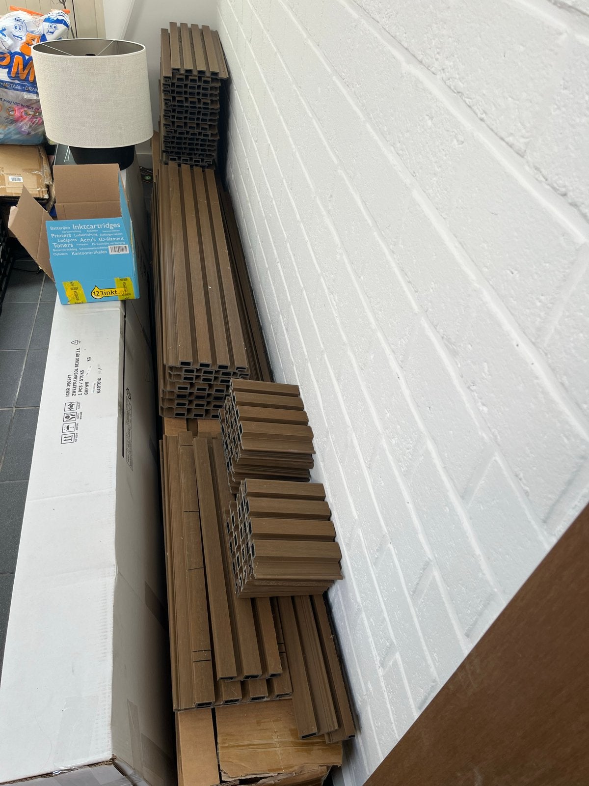 Composiet lattenwanden buiten Teak - nieuw en restpanelen, Doe-het-zelf en Verbouw, Hout en Planken, Ophalen, Minder dan 25 mm